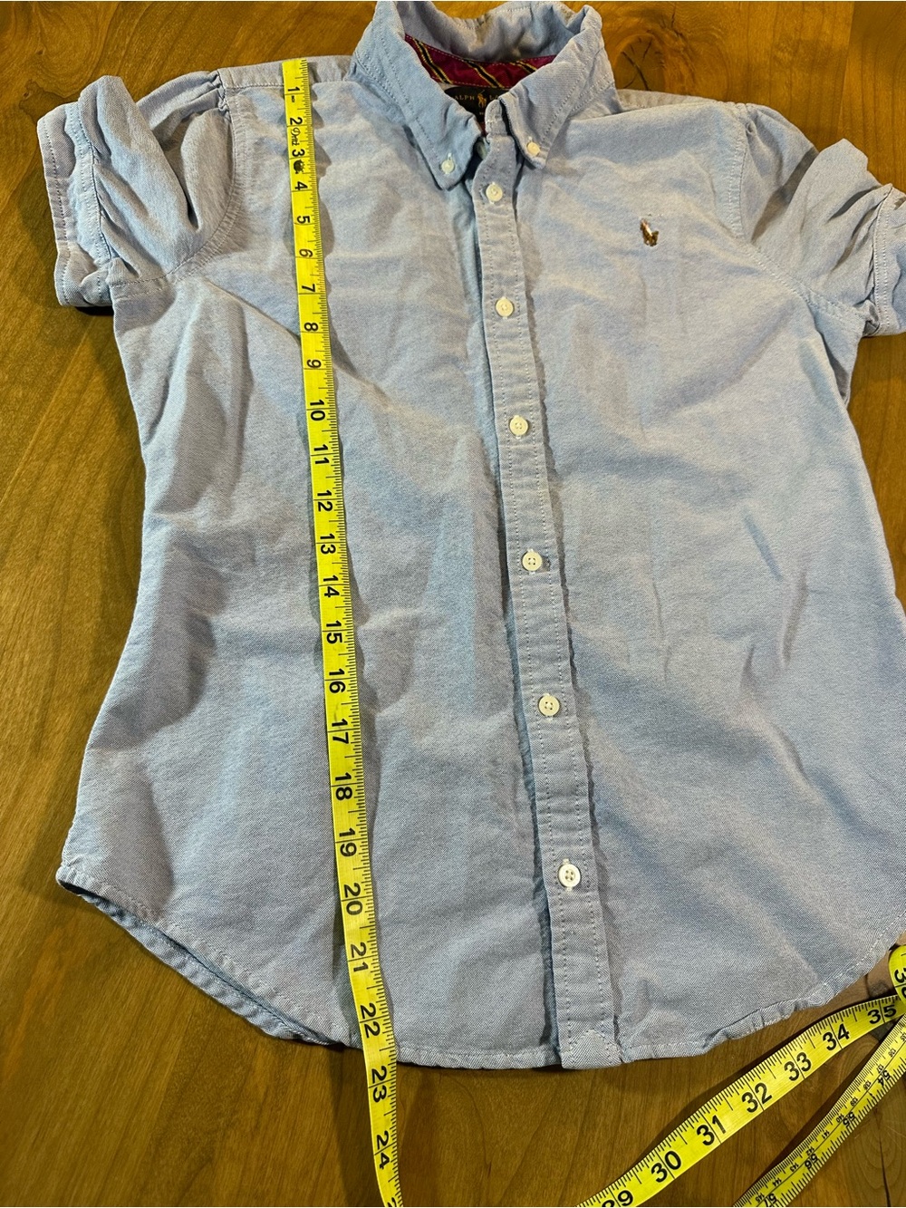 Ralph Lauren Girls Blue Oxford Button Front Shirt Size 16 Cotton - Picture 5 of 9